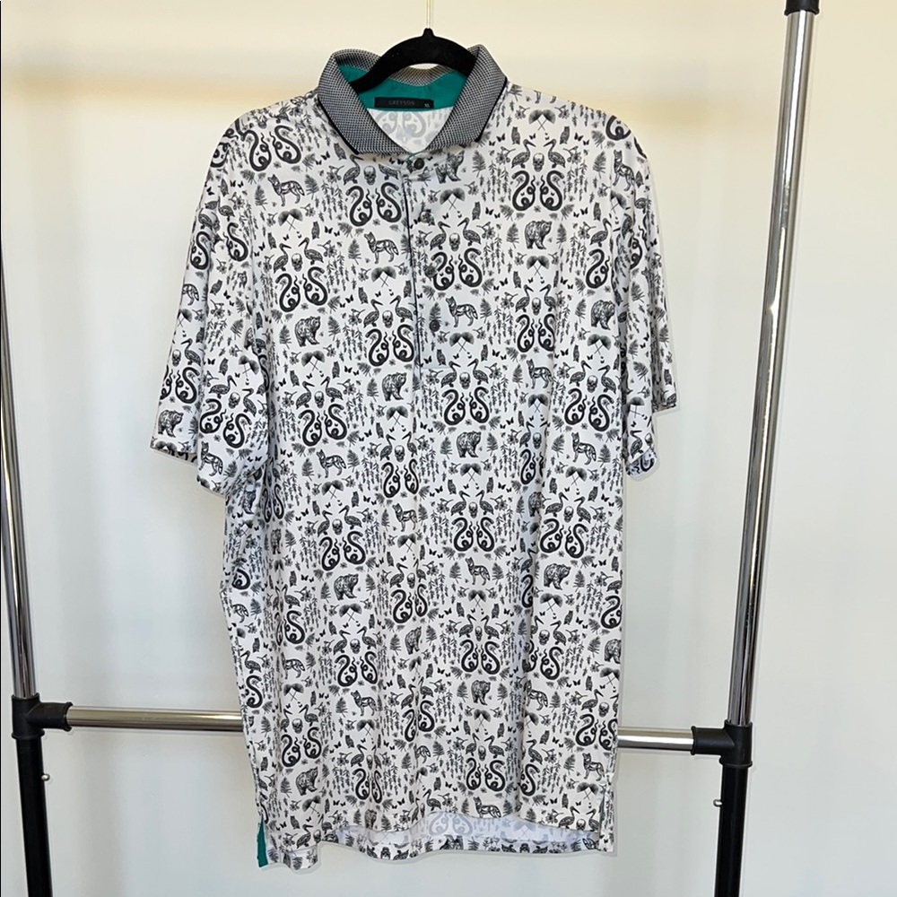 Greyson Men's White Animal Print Polo Shirt